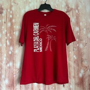 Euro Cotton Red Playa Del Carmen Mexico Vacation T Shirt